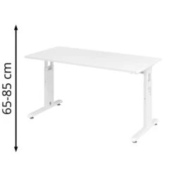 Hammerbacher Schreibtisch O-Serie, Weiß, Verstellbar, 140 X 65-85 X 67,2cm, Mini Office
