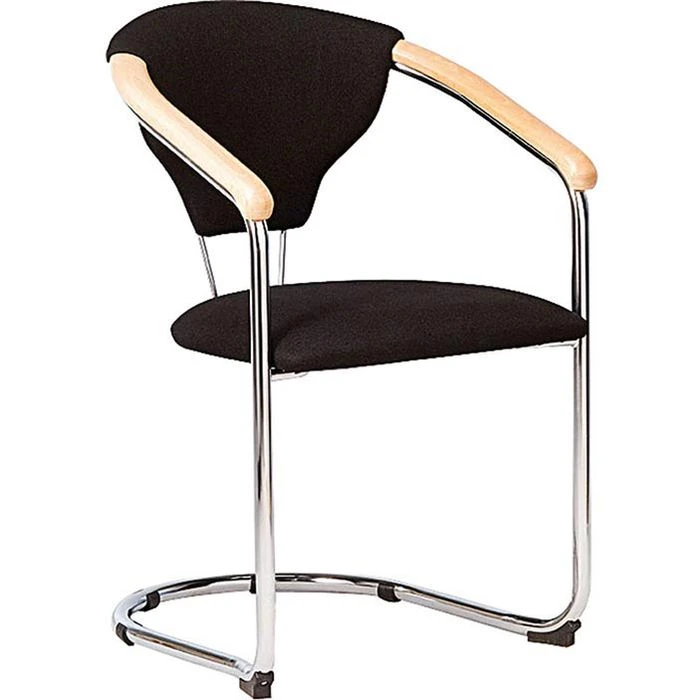 Nowy-Styl Kelly Besucherstuhl 2 Stück, Stoff Schwarz, Freischwinger Stapelbar, Mit Armlehnen 3 Nowy-Styl Kelly Besucherstuhl 2 Stück, Stoff Schwarz, Freischwinger Stapelbar, Mit Armlehnen – Bild 2