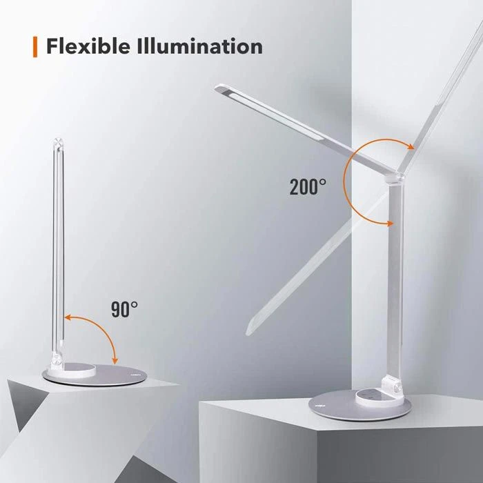 TaoTronics Schreibtischlampe TT-DL22 LED, Standfuß, Dimmbar, USB, Silber 6 TaoTronics Schreibtischlampe TT-DL22 LED, Standfuß, Dimmbar, USB, Silber – Bild 4