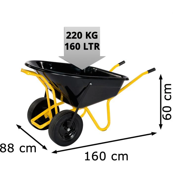 Pro-bau-tec Schubkarre TWIN 40100, 160 Liter, Pannensichere Bereifung, Tragkraft 220kg 4 Pro-bau-tec Schubkarre TWIN 40100, 160 Liter, Pannensichere Bereifung, Tragkraft 220kg – Bild 2