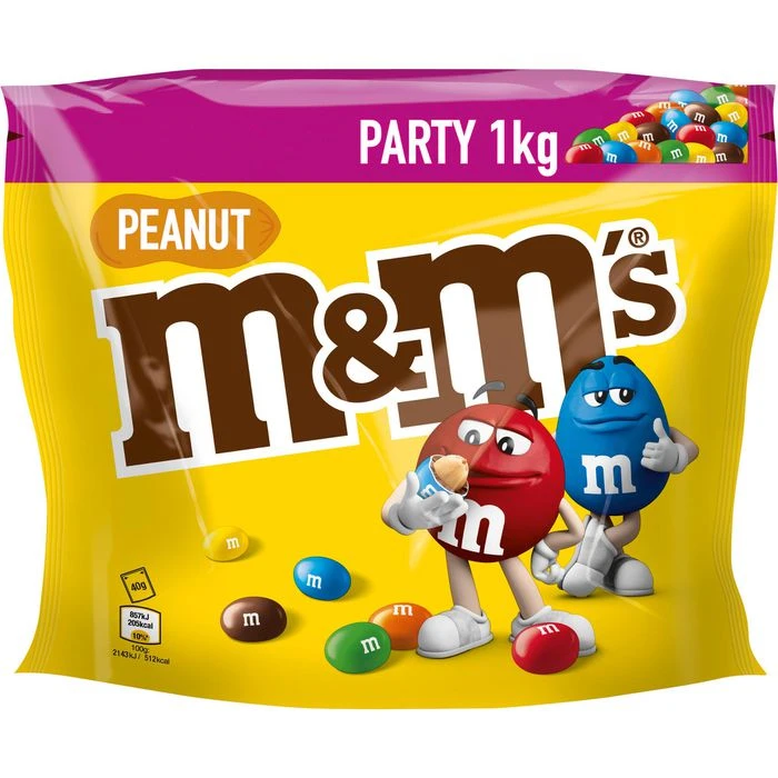 M&Ms Schokobonbons Peanut, Party Pack, Erdnüsse In Milchschokolade, 1kg 3 M&Ms Schokobonbons Peanut, Party Pack, Erdnüsse In Milchschokolade, 1kg