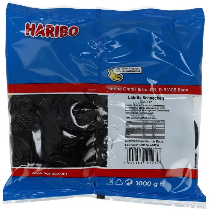 Haribo Lakritz Lakritzschnecken, 1kg 7 Haribo Lakritz Lakritzschnecken, 1kg – Bild 5