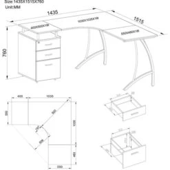 HJh-OFFICE Schreibtisch Castor, 673420, Nussbaum, Mit Standcontainer, 151,2 X 143,4cm, L-Form -Smart Haus Geschaf 422fc74033723164ec3bbcc878f04148175658a2 schreibtisch hjh office castor 673420 nussbaum