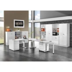 Hammerbacher Schreibtisch O-Serie, Weiß, Verstellbar, 140 X 65-85 X 67,2cm, Mini Office -Smart Haus Geschaf 429f3c78176787fe25c3e80708dc369ddb5fac17 schreibtisch hammerbacher o serie weiss