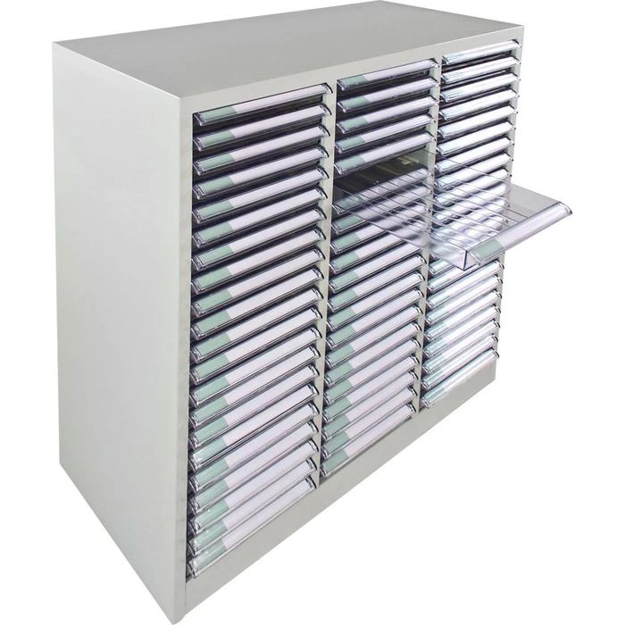 ADB Schubladenschrank SC3x21, 40615, Lichtgrau, Aus Metall, A4, 63 Transparente Schübe 4 ADB Schubladenschrank SC3x21, 40615, Lichtgrau, Aus Metall, A4, 63 Transparente Schübe – Bild 3