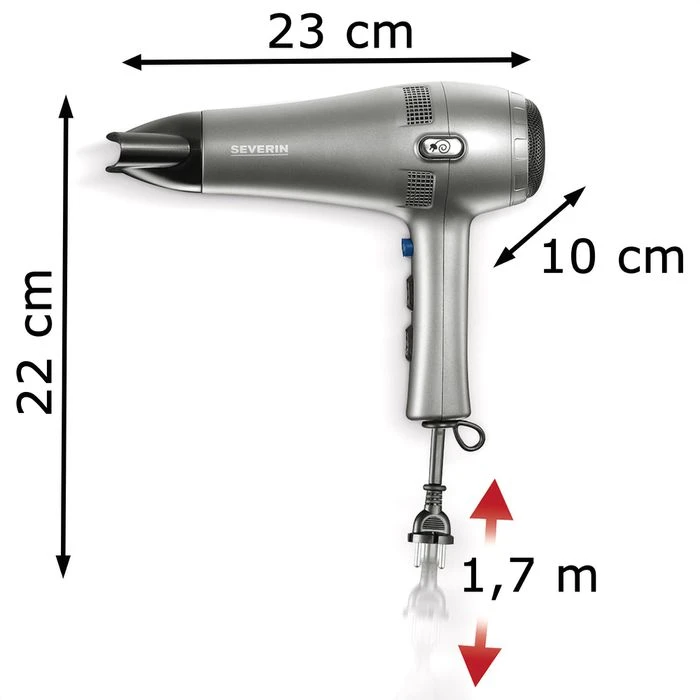 Severin Haartrockner HT 0141, 2100 Watt, Platingrau 4 Severin Haartrockner HT 0141, 2100 Watt, Platingrau – Bild 2