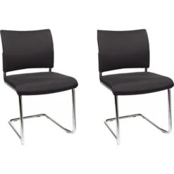 Topstar Visit 20, Besucherstuhl 2 Stück, Stoff Schwarz, Freischwinger Stapelbar, NV390 G20