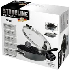 STONELINE Wok FUTURE 14868, Ø 32cm, Aluminium, Antihaftbeschichtet -Smart Haus Geschaf 88adb1f32422584d84c1d0aab528c983269c652e wok stoneline future 14868 durchschnitt 32cm