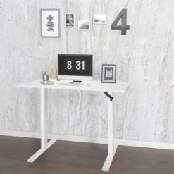 HJh-OFFICE Schreibtisch Stand CR, Weiß, Manuell Verstellbar Mit Kurbel 120 X 74-123 X 60cm -Smart Haus Geschaf 8cbe0e2a8c8e465d1f2046d28bb69b2e0eb01526 schreibtisch hjh office stand cr weiss