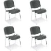Nowy-Styl Besucherstuhl Iso Chrom, Stapelbar, Vierfußstuhl, Kunstleder, Anthrazit, 4 Stück