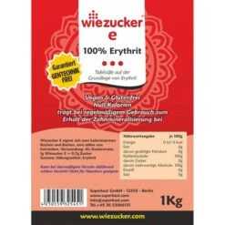 Wiezucker Zuckerersatz E, 100 Prozent Erythrit, Kalorienfrei, 1kg -Smart Haus Geschaf 9d0dd86863d2f8be88d1b0fc0e0df0b13907289b zucker wiezucker e zuckerersatz 100 erythrit