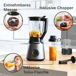 Bosch Standmixer VitaPower Serie 4, MMB6177S, Glasbehälter, 1200 Watt, Silber, 1,5 Liter -Smart Haus Geschaf a33ad3b820dac8a4dd6b998e41de53ee4cde72b8 standmixer bosch vitapower serie 4 mmb6177s