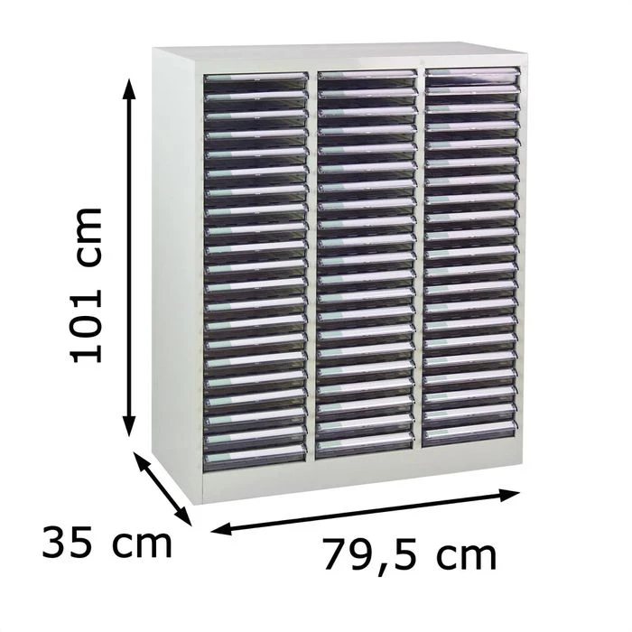 ADB Schubladenschrank SC3x21, 40615, Lichtgrau, Aus Metall, A4, 63 Transparente Schübe 3 ADB Schubladenschrank SC3x21, 40615, Lichtgrau, Aus Metall, A4, 63 Transparente Schübe – Bild 2