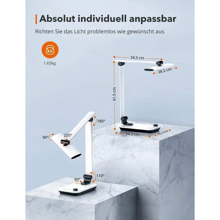 TaoTronics Schreibtischlampe TT-DL092 LED, Standfuß, Dimmbar, USB, Lichtsensor 5 TaoTronics Schreibtischlampe TT-DL092 LED, Standfuß, Dimmbar, USB, Lichtsensor – Bild 3