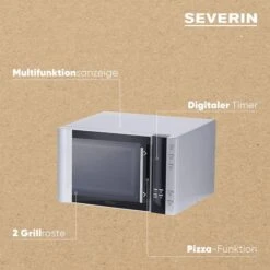 Severin Mikrowelle MW 7775, Mit Grill, 900 Watt, Grill 1100 W, Heißluft, 30 Liter, Silber -Smart Haus Geschaf eaff2a26f89b33f2c927ed5fab5ef9231f3687eb mikrowelle severin mw 7775 mit grill