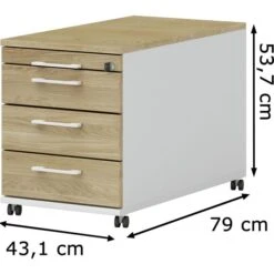 Röhr Rollcontainer Objekt.pur, Eiche Massivholz, Eiche / Weiß, Mit 4 Schüben, Abschließbar -Smart Haus Geschaf f3b7384c67ee5751510a3a3b27121ad77242b085 rollcontainer roehr objekt.pur eiche massivholz