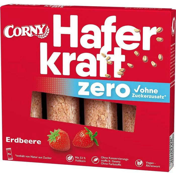 Corny Müsliriegel Haferkraft Zero Erdbeere, Je 35g, 4 Riegel 3 Corny Müsliriegel Haferkraft Zero Erdbeere, Je 35g, 4 Riegel